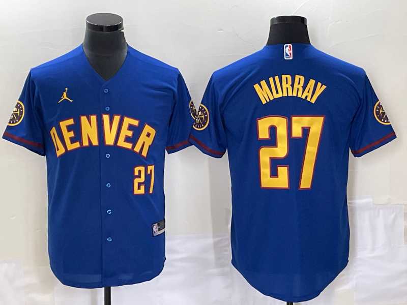 Men's Denver Nuggets #27 Jamal Murray Blue With Patch Cool Base Stitched Baseball Jersey,We sell and wholesale Men's Denver Nuggets #27 Jamal Murray Blue With Patch Cool Base Stitched Baseball Jersey on line form chian!